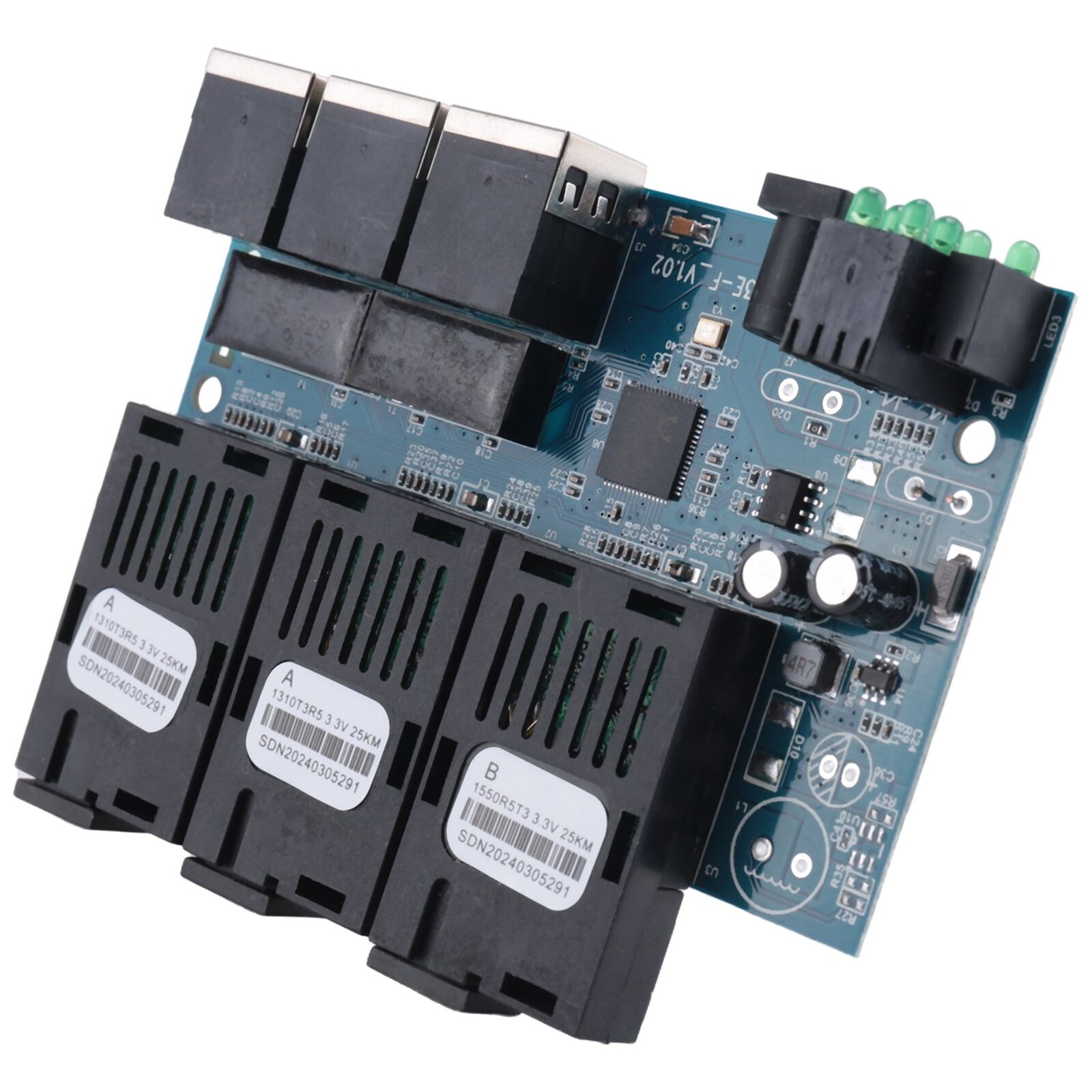 Ethernet Fiber Switch 100M PCBA Board Optic Media Converter 20Km 3 Fiber 36712. Available Now for $16.78